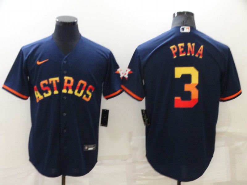 Men Houston Astros #3 Pena Blue Rainbow Edition Game Nike 2022 MLB Jerseys